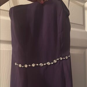 Vera Wang Strapless Purple Dress with Crystal Detail